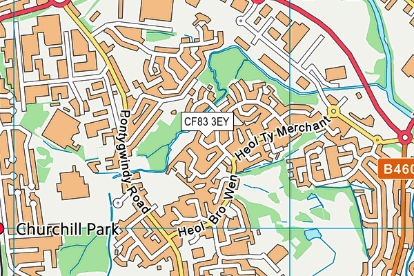 CF83 3EY map - OS VectorMap District (Ordnance Survey)