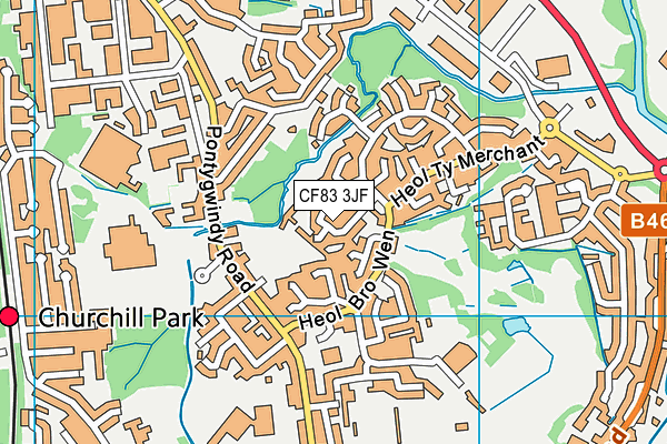CF83 3JF map - OS VectorMap District (Ordnance Survey)