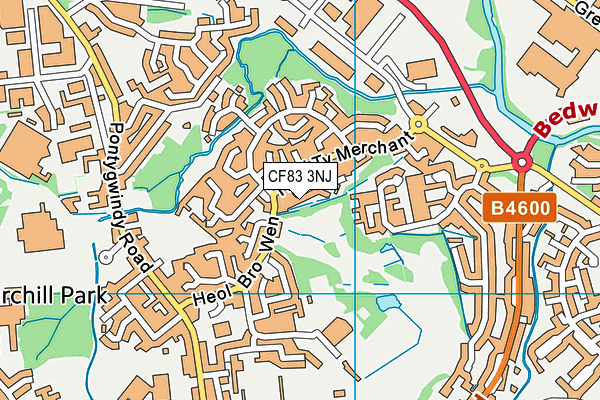 CF83 3NJ map - OS VectorMap District (Ordnance Survey)