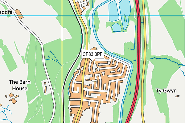 CF83 3PF map - OS VectorMap District (Ordnance Survey)
