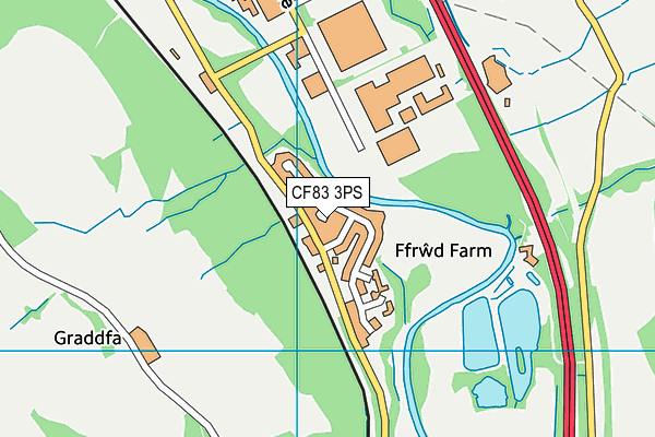 CF83 3PS map - OS VectorMap District (Ordnance Survey)