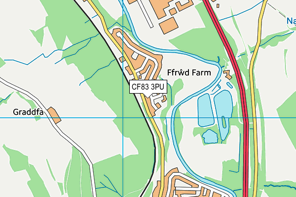 CF83 3PU map - OS VectorMap District (Ordnance Survey)