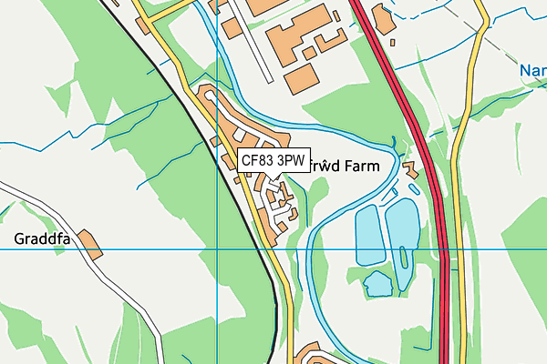 CF83 3PW map - OS VectorMap District (Ordnance Survey)