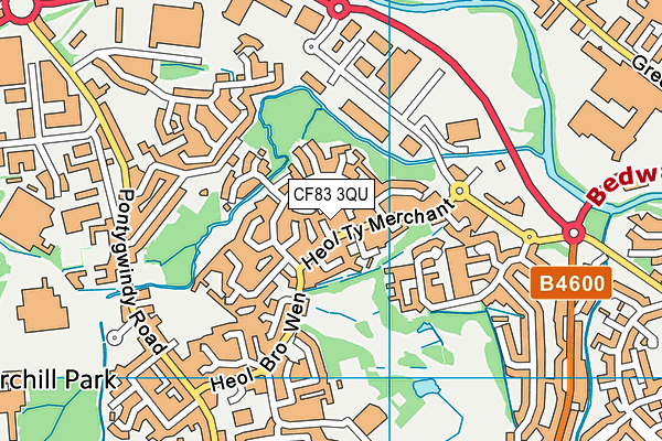 CF83 3QU map - OS VectorMap District (Ordnance Survey)
