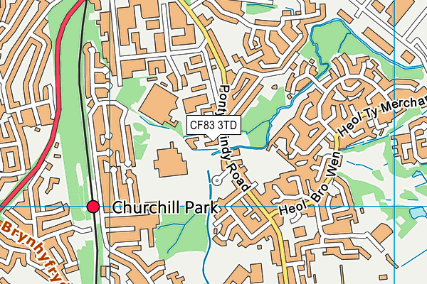 CF83 3TD map - OS VectorMap District (Ordnance Survey)