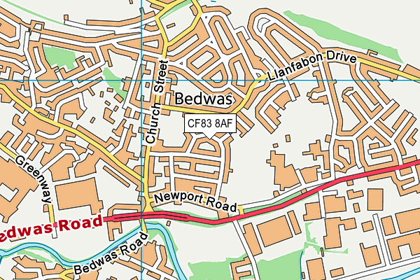 CF83 8AF map - OS VectorMap District (Ordnance Survey)