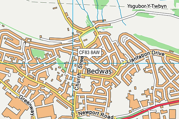 CF83 8AW map - OS VectorMap District (Ordnance Survey)