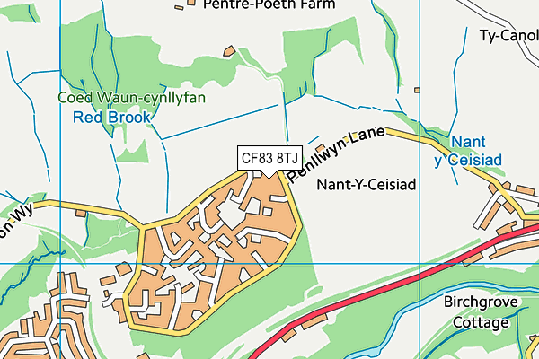 CF83 8TJ map - OS VectorMap District (Ordnance Survey)