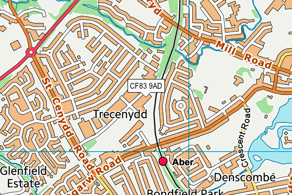 CF83 9AD map - OS VectorMap District (Ordnance Survey)