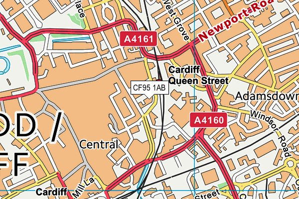 CF95 1AB map - OS VectorMap District (Ordnance Survey)