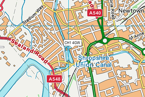 CH1 4GW map - OS VectorMap District (Ordnance Survey)