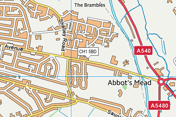 King George V Sports Hub map (CH1 5BD) - OS VectorMap District (Ordnance Survey)