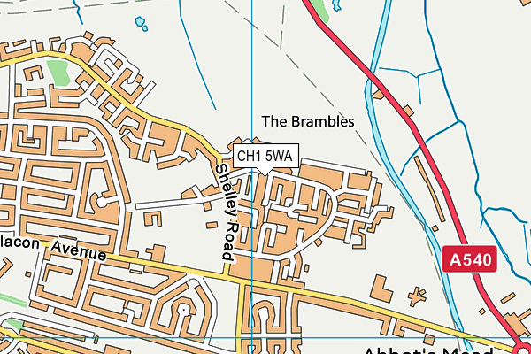 CH1 5WA map - OS VectorMap District (Ordnance Survey)