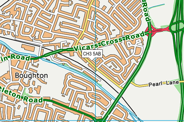 CH3 5AB map - OS VectorMap District (Ordnance Survey)