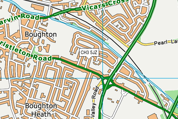 CH3 5JZ map - OS VectorMap District (Ordnance Survey)