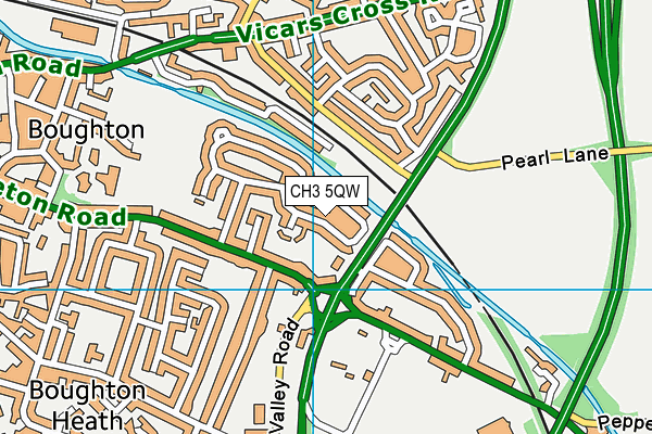 CH3 5QW map - OS VectorMap District (Ordnance Survey)