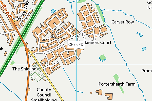 CH3 6FD map - OS VectorMap District (Ordnance Survey)