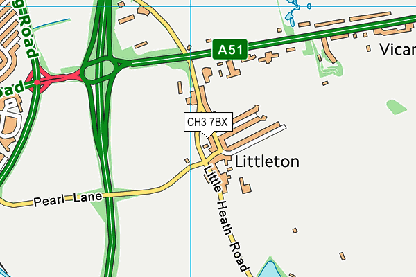 CH3 7BX map - OS VectorMap District (Ordnance Survey)