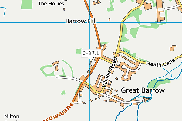 Barrow Playing Fields map (CH3 7JL) - OS VectorMap District (Ordnance Survey)