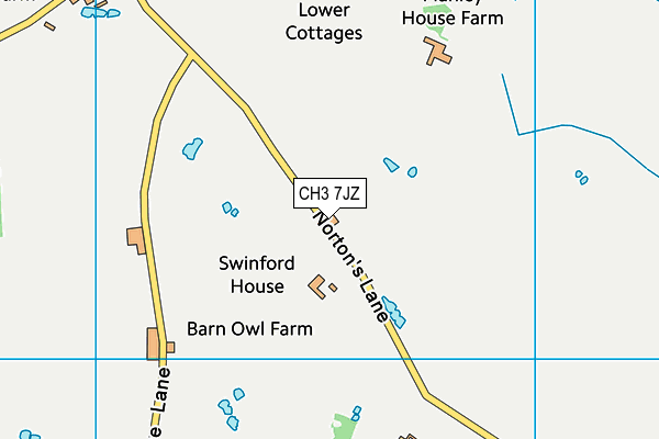 CH3 7JZ map - OS VectorMap District (Ordnance Survey)