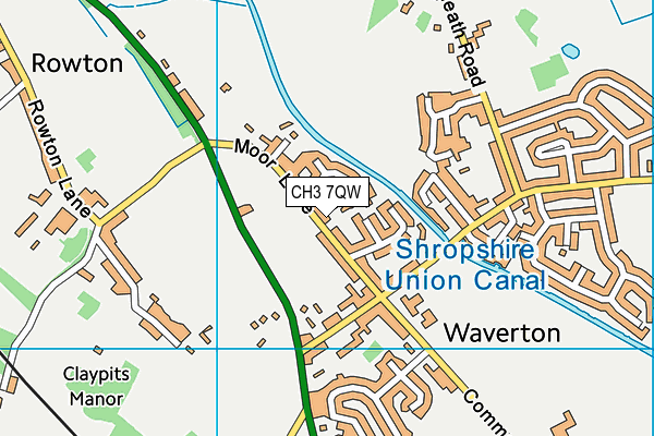 CH3 7QW map - OS VectorMap District (Ordnance Survey)