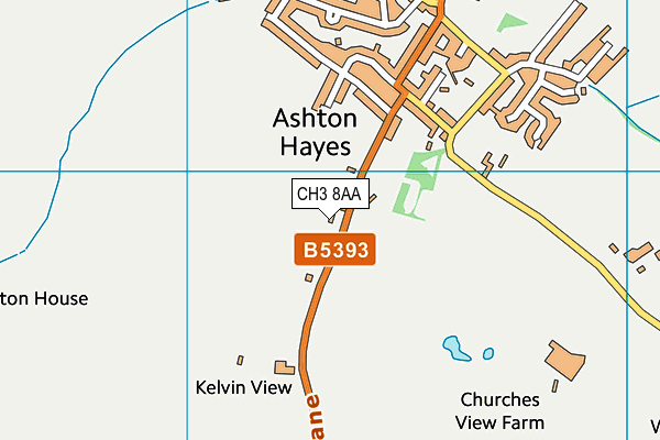 Ashton Hayes Playing Fields map (CH3 8AA) - OS VectorMap District (Ordnance Survey)