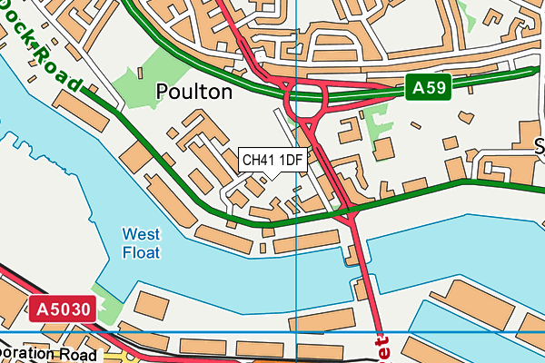 CH41 1DF map - OS VectorMap District (Ordnance Survey)