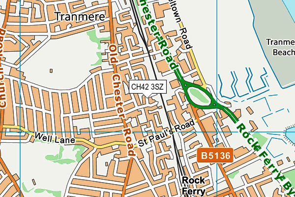 CH42 3SZ map - OS VectorMap District (Ordnance Survey)