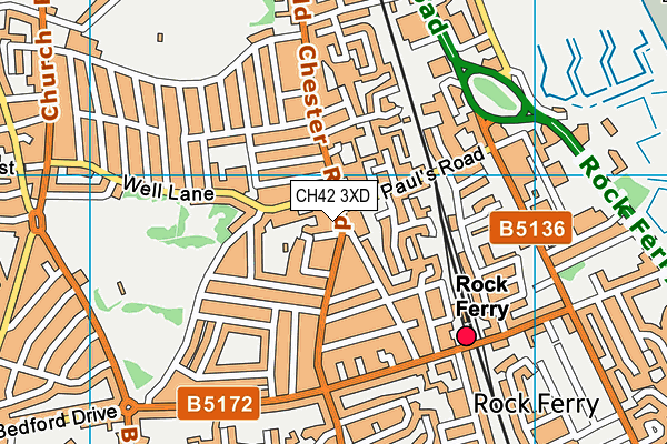 CH42 3XD map - OS VectorMap District (Ordnance Survey)