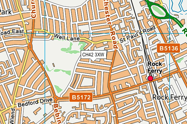 CH42 3XW map - OS VectorMap District (Ordnance Survey)
