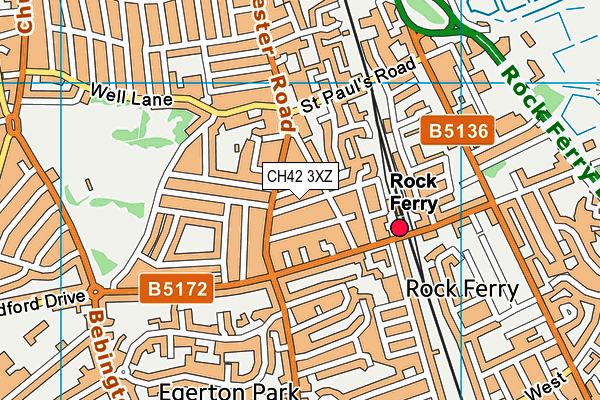 CH42 3XZ map - OS VectorMap District (Ordnance Survey)