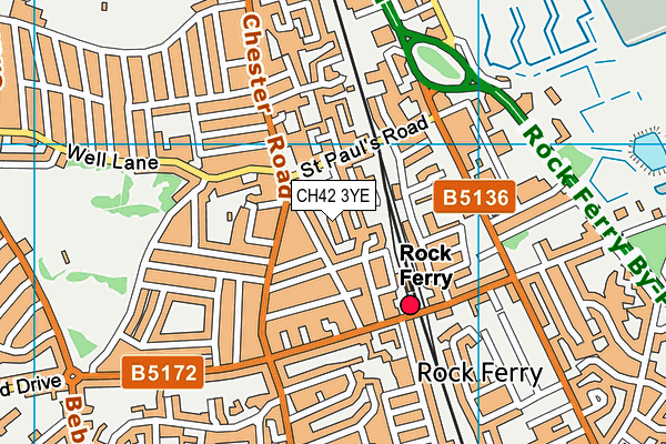 CH42 3YE map - OS VectorMap District (Ordnance Survey)