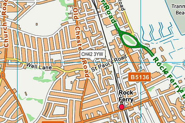 CH42 3YW map - OS VectorMap District (Ordnance Survey)