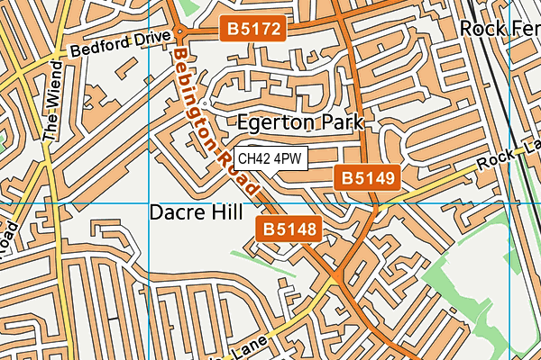 CH42 4PW map - OS VectorMap District (Ordnance Survey)