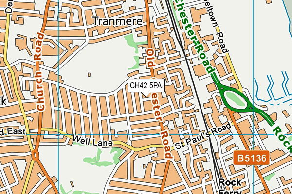 CH42 5PA map - OS VectorMap District (Ordnance Survey)