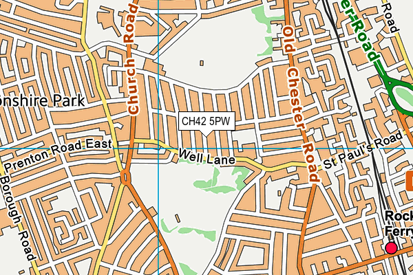 CH42 5PW map - OS VectorMap District (Ordnance Survey)