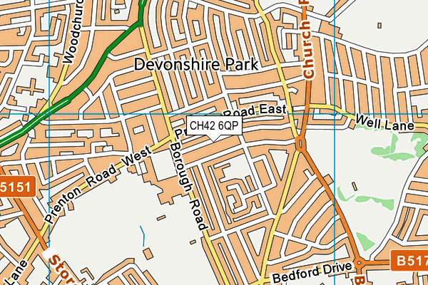 CH42 6QP map - OS VectorMap District (Ordnance Survey)