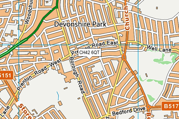 CH42 6QT map - OS VectorMap District (Ordnance Survey)