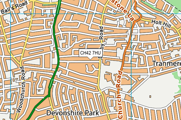 CH42 7HU map - OS VectorMap District (Ordnance Survey)