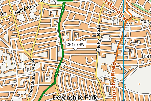 CH42 7HW map - OS VectorMap District (Ordnance Survey)