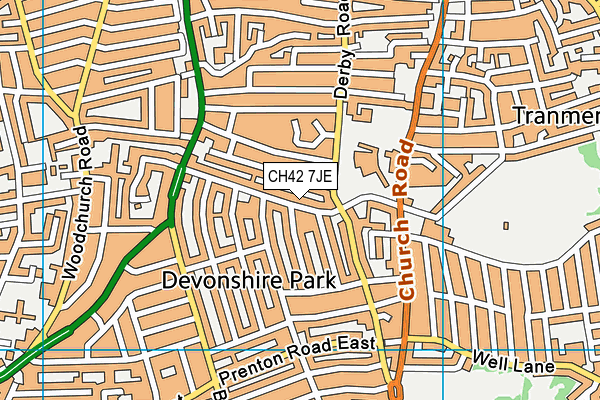 CH42 7JE map - OS VectorMap District (Ordnance Survey)