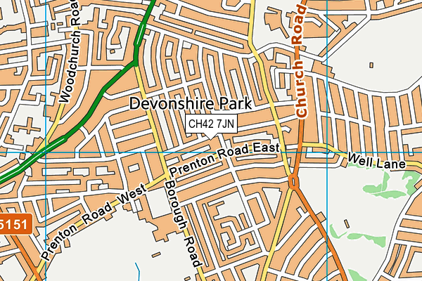 CH42 7JN map - OS VectorMap District (Ordnance Survey)