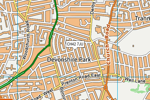 CH42 7JU map - OS VectorMap District (Ordnance Survey)