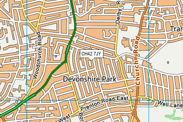 CH42 7JY map - OS VectorMap District (Ordnance Survey)