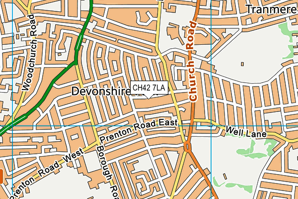 CH42 7LA map - OS VectorMap District (Ordnance Survey)