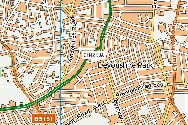 CH42 9JA map - OS VectorMap District (Ordnance Survey)