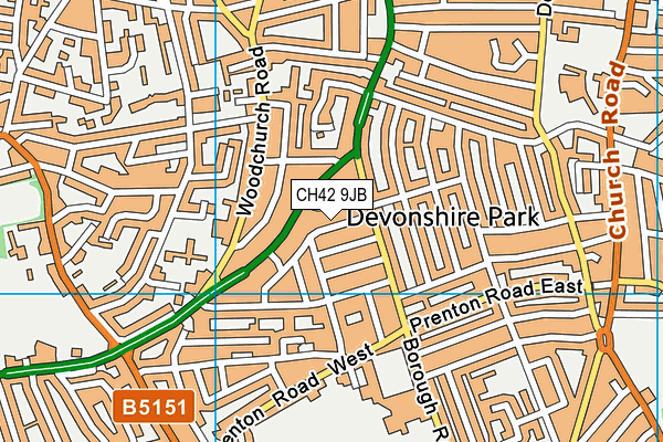 CH42 9JB map - OS VectorMap District (Ordnance Survey)