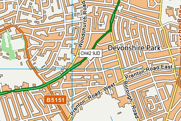 CH42 9JD map - OS VectorMap District (Ordnance Survey)