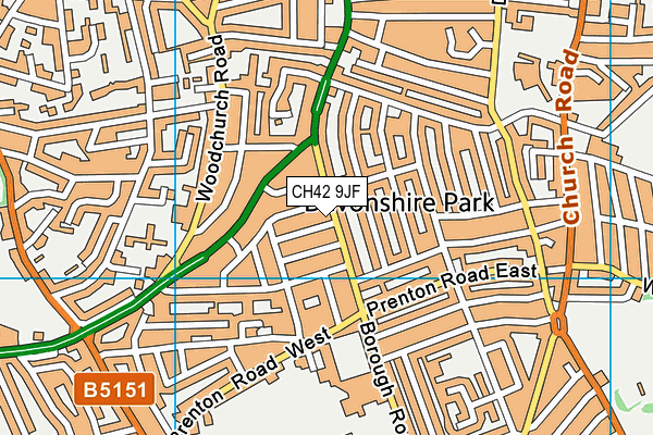 CH42 9JF map - OS VectorMap District (Ordnance Survey)