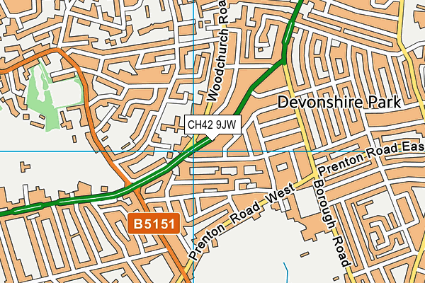 CH42 9JW map - OS VectorMap District (Ordnance Survey)